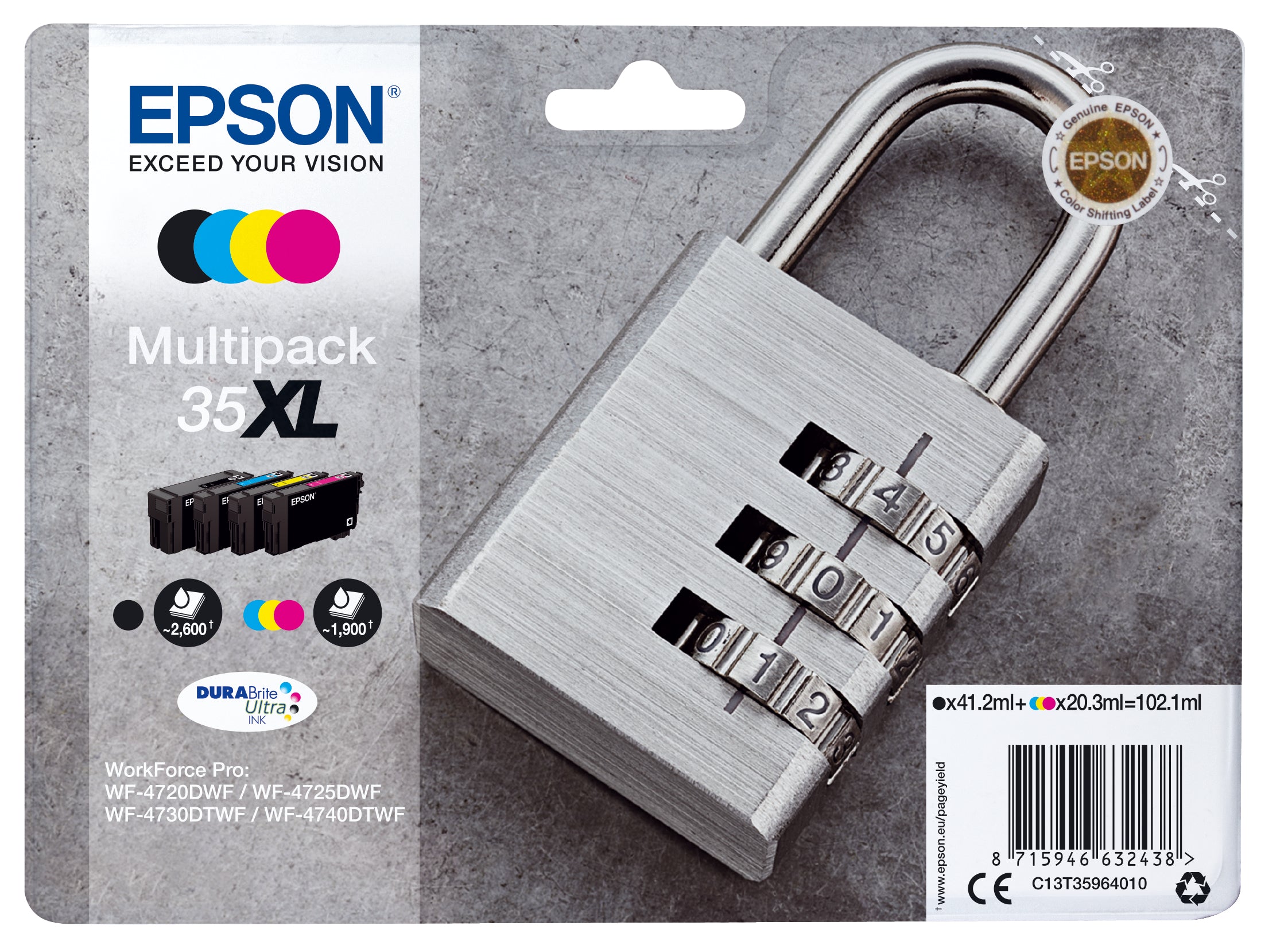 Epson Padlock Encre DURABrite Ultra multipack 4 couleurs Cadenas 35XL