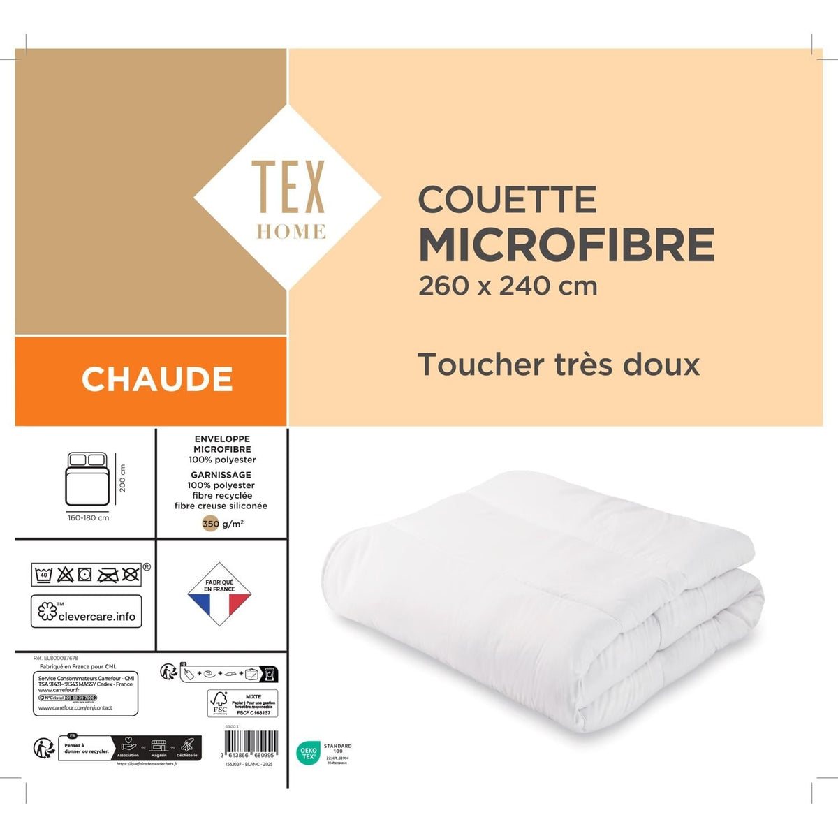 Tex Home Couette Chaude Microfibre 260x240cm