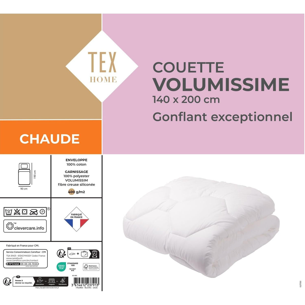 Tex Home Couette Chaude Volumissime 140x200cm