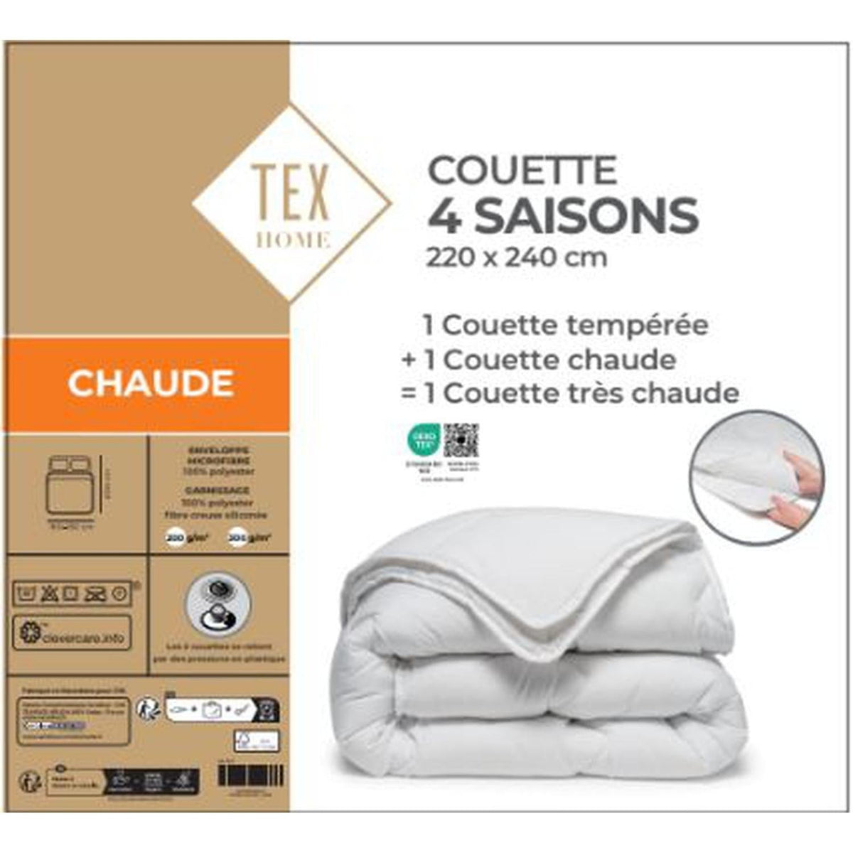 Tex Home Couette 4 Saisons Microfibre 240x220cm
