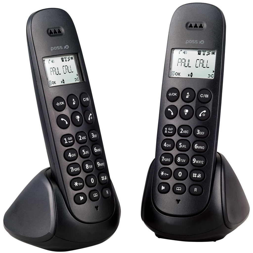 POSS Téléphone fixe sans fil Duo PSDP130D - Noir