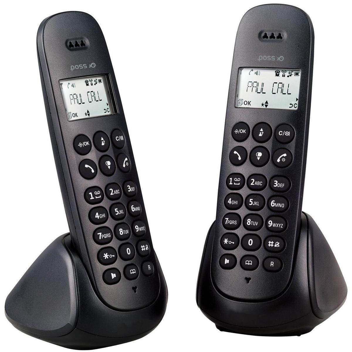 POSS Téléphone fixe sans fil Duo PSDP130D - Noir