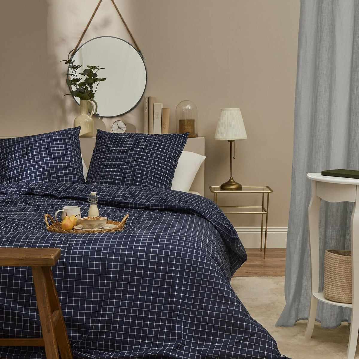 Tex Home Parure de lit 260x240 cm Bleu Marine Imprimé 100% Coton Housse de Couette + 2 Taies d'Oreiller 65x65 cm Quaker