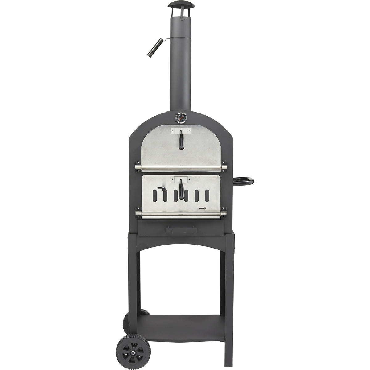 HYBA Four à Pizza au Bois ou Charbon de bois Multifonction pour Extérieur sur Roues Bari