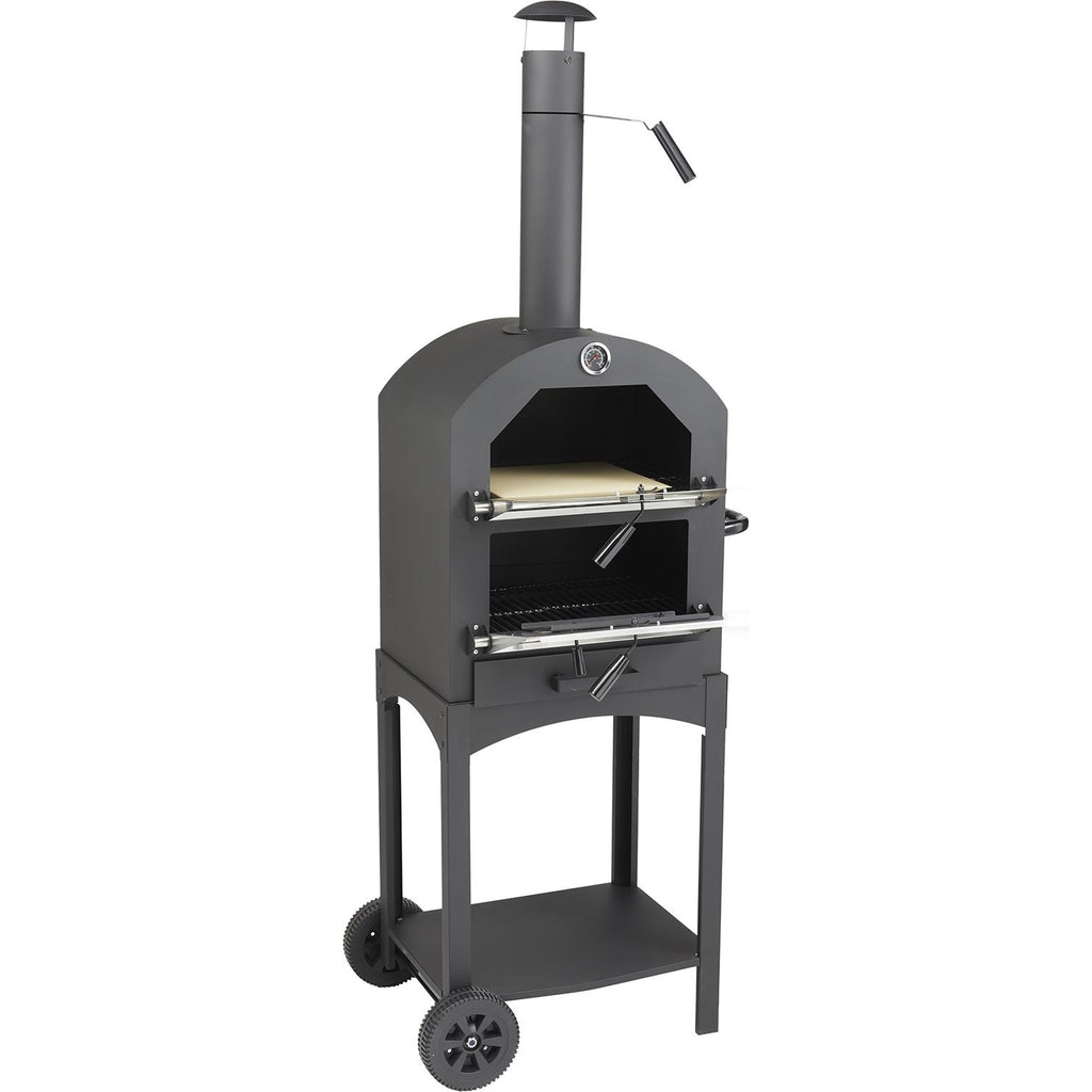 HYBA Four à Pizza au Bois ou Charbon de bois Multifonction pour Extérieur sur Roues Bari