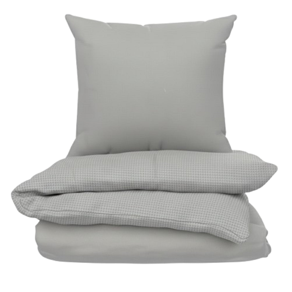 Tex Home Parure de lit 260x240 cm Gris Clair Gauffré 100% Coton Bio Housse de Couette + 2 Taies d'Oreiller 65x65 cm