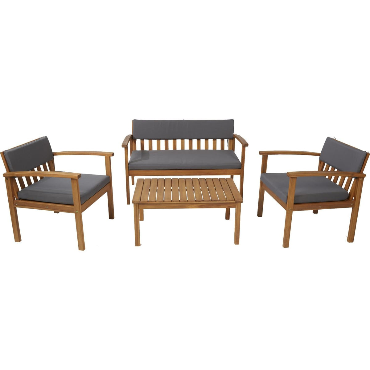 HYBA Salon de Jardin Bas en Bois Acacia 4 pièces Java