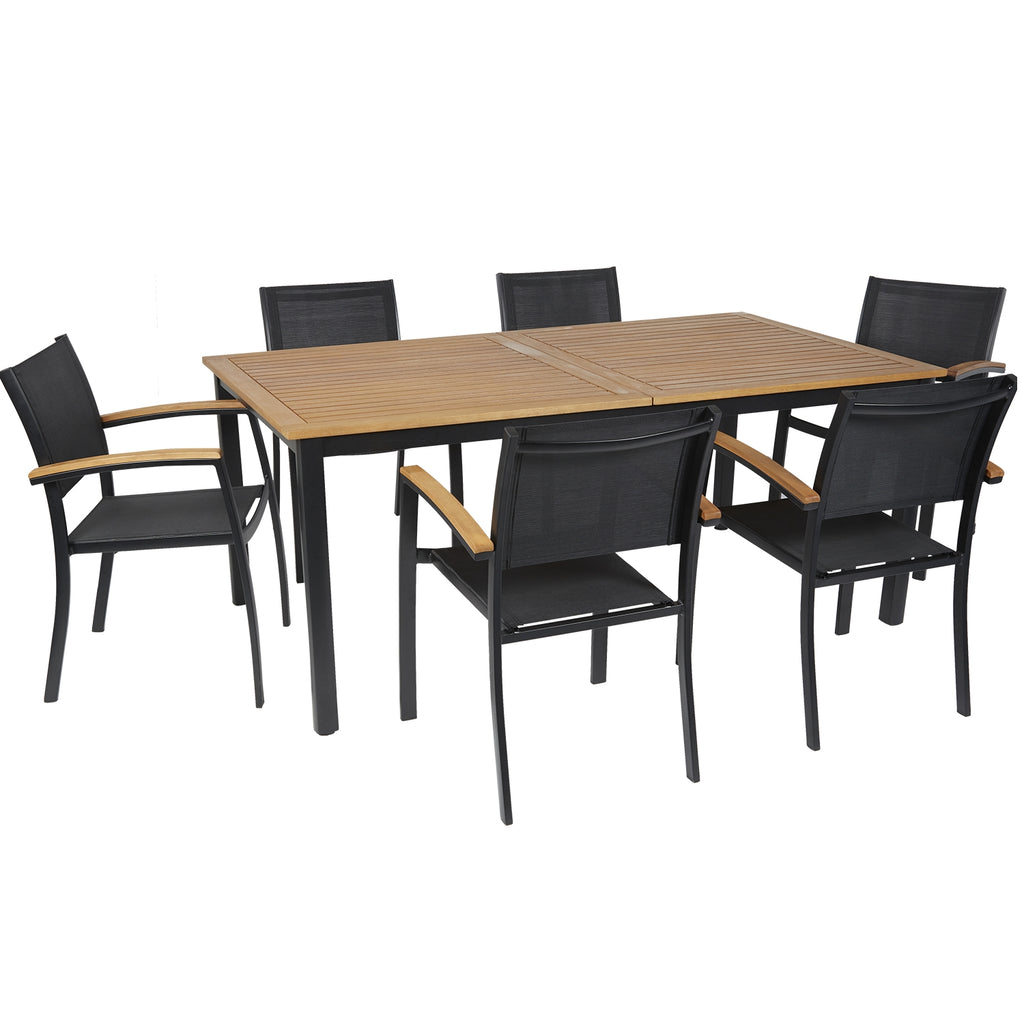 HYBA Table de Jardin Extensible 180/240cm en Bois Eucalyptus Gaya