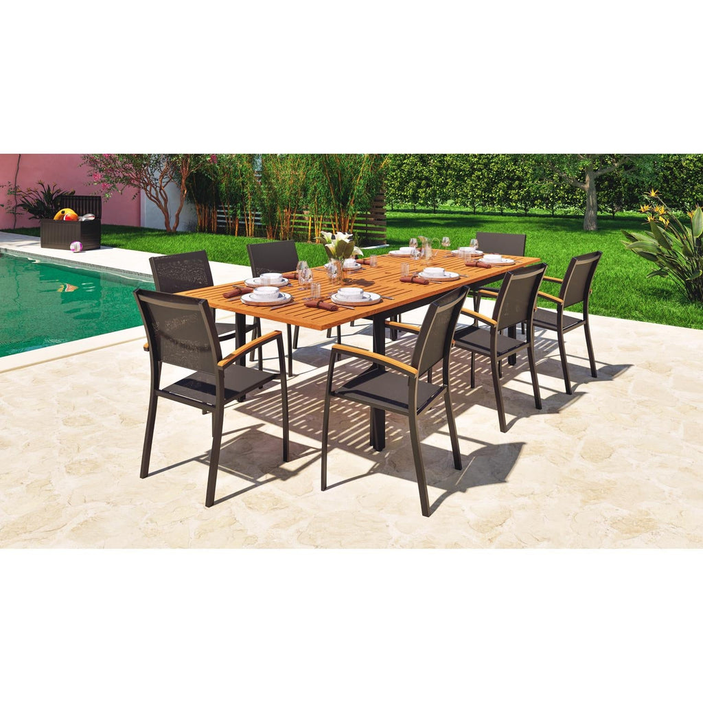 HYBA Fauteuil de jardin Empilable Aluminium Noir Gaya