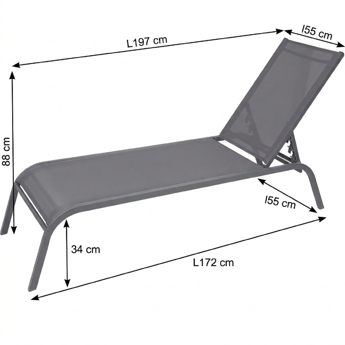 HYBA Bain de soleil aluminium gris Tello