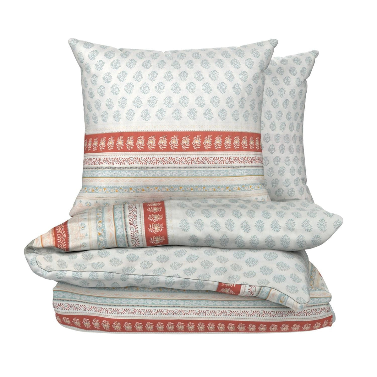 Tex Home Parure de lit 240x220 cm Blanc Cassé Imprimé 100% Coton Housse de Couette + 2 Taies d'Oreiller 65x65 cm