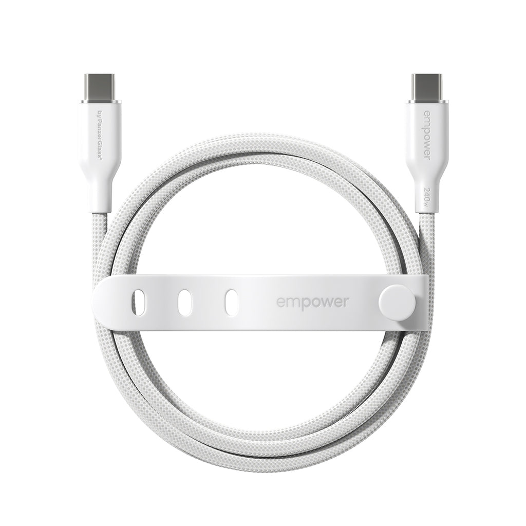 PanzerGlass empower™ by ® Racing 240W USB-C to USB-C Cable | USB 2.0 | 1.2M | Silver White câble USB Blanc
