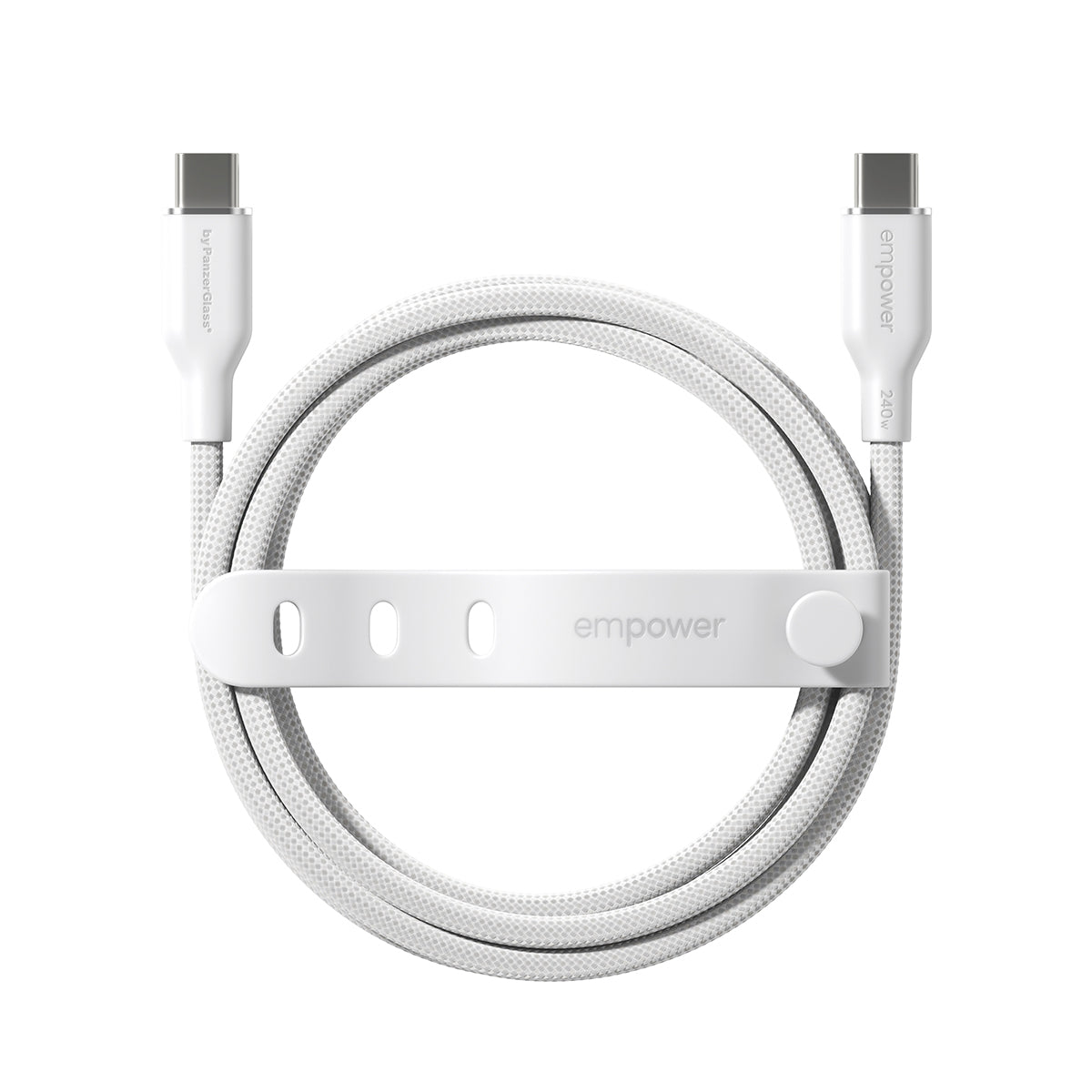 PanzerGlass empower™ by ® Racing 240W USB-C to USB-C Cable | USB 2.0 | 1.2M | Silver White câble USB Blanc