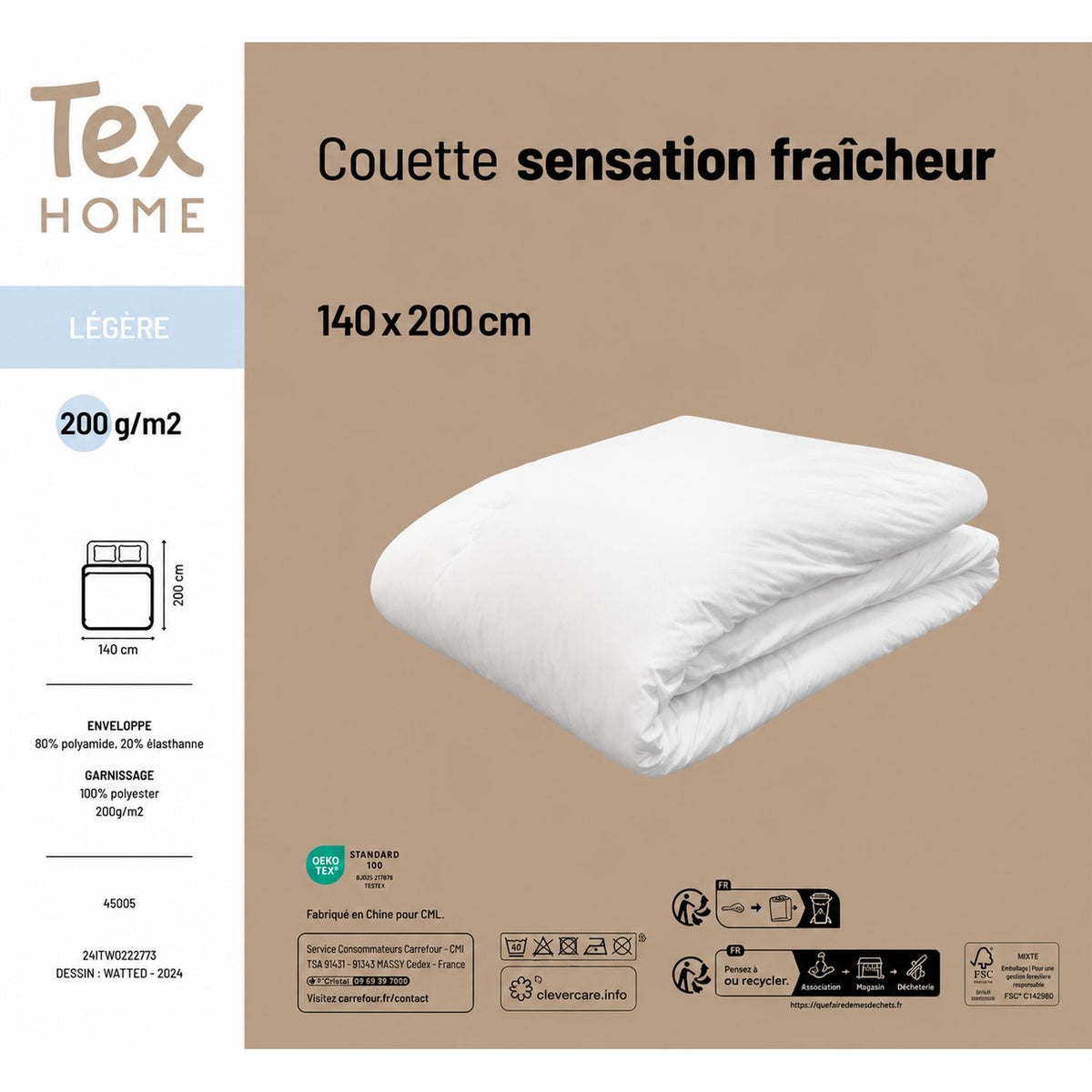 Tex Home Couette Légère Sensation fraîcheur 140x200cm