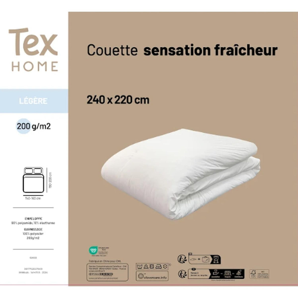 Tex Home Couette Légère 240x220cm Sensation fraîcheur