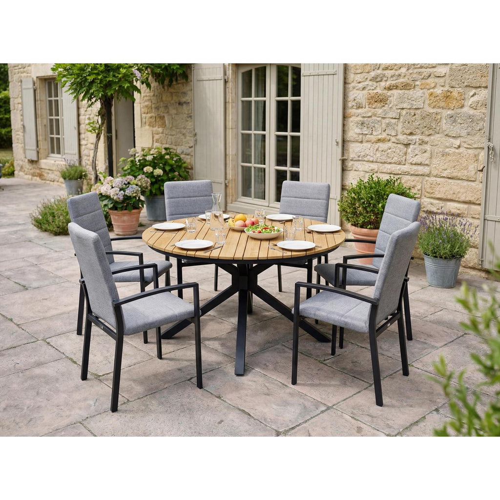 HYBA Table de Jardin Ronde en bois Teck 6 places D140cm Brisbane