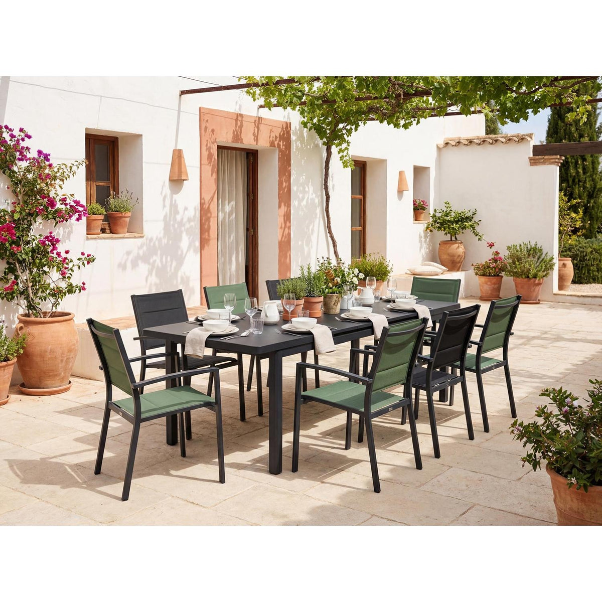 HYBA Table de jardin aluminium extensible 180-240cm gris Sydney