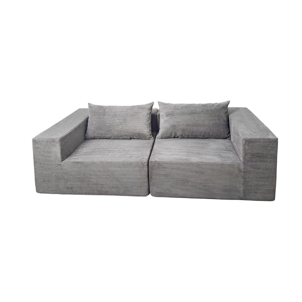 Canapé Droit Compressé Modulable Gris 2 places