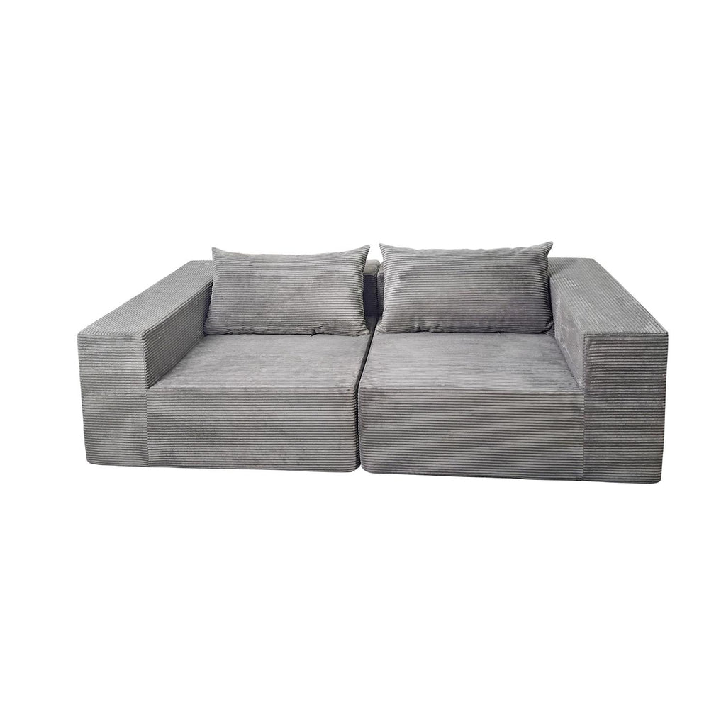 Canapé Droit Compressé Modulable Gris 2 places