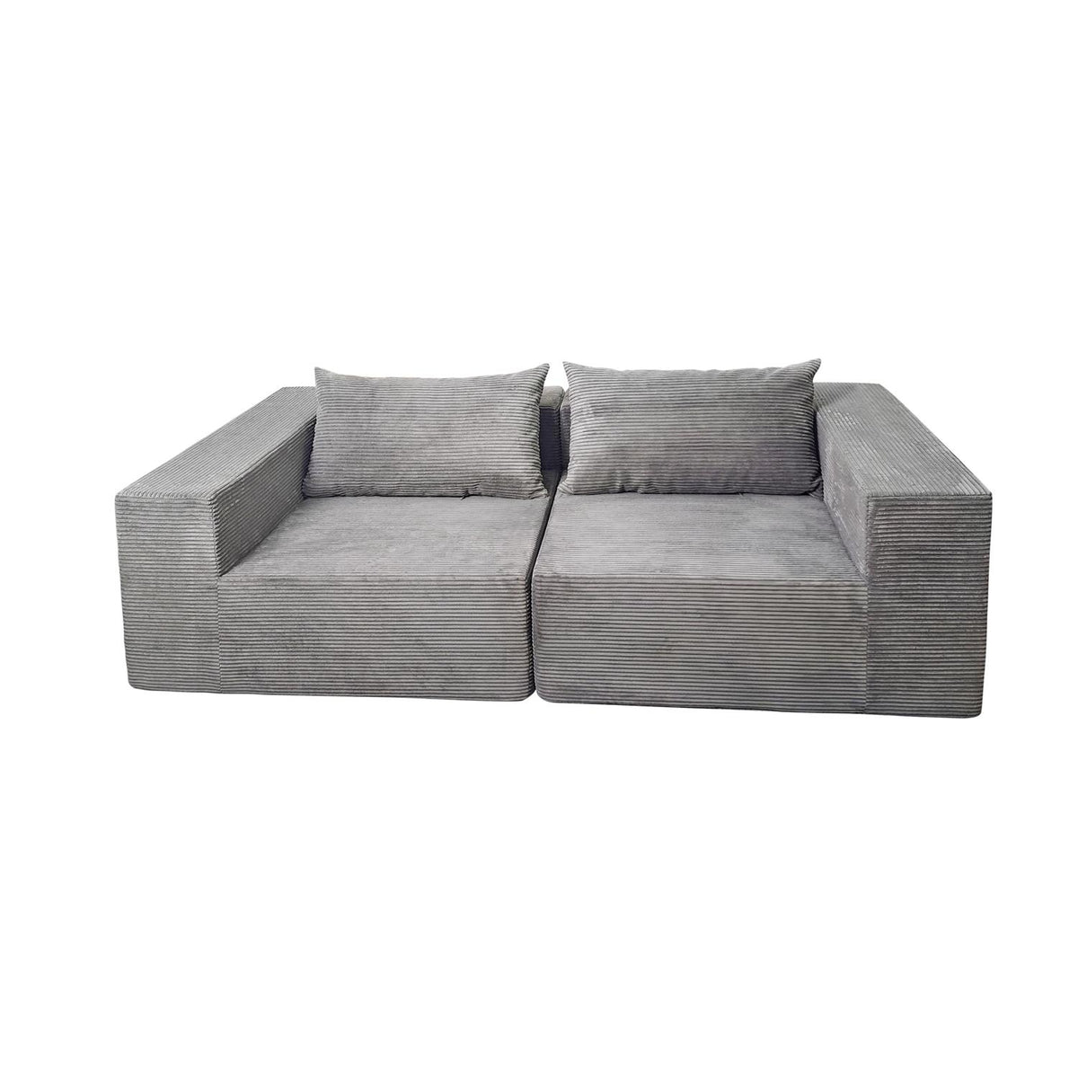 Canapé Droit Compressé Modulable Gris 2 places