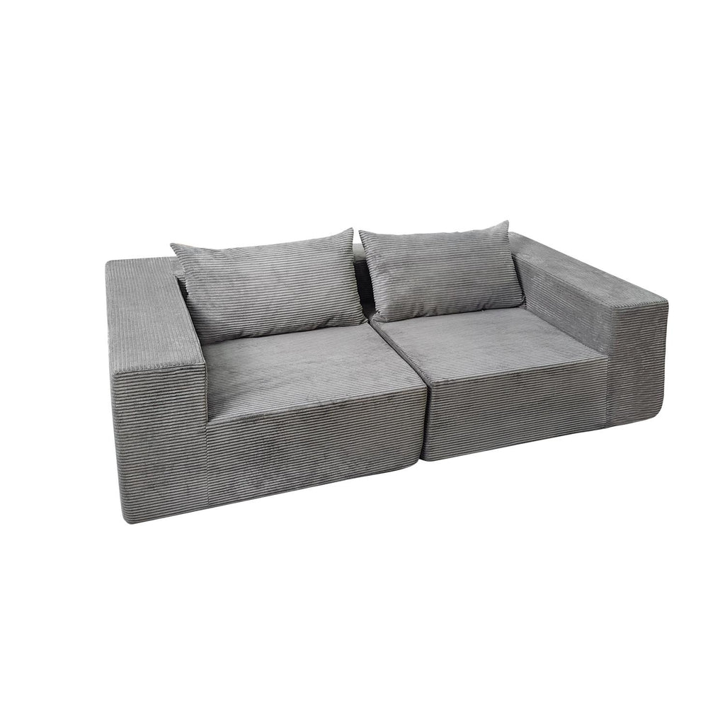 Canapé Droit Compressé Modulable Gris 2 places