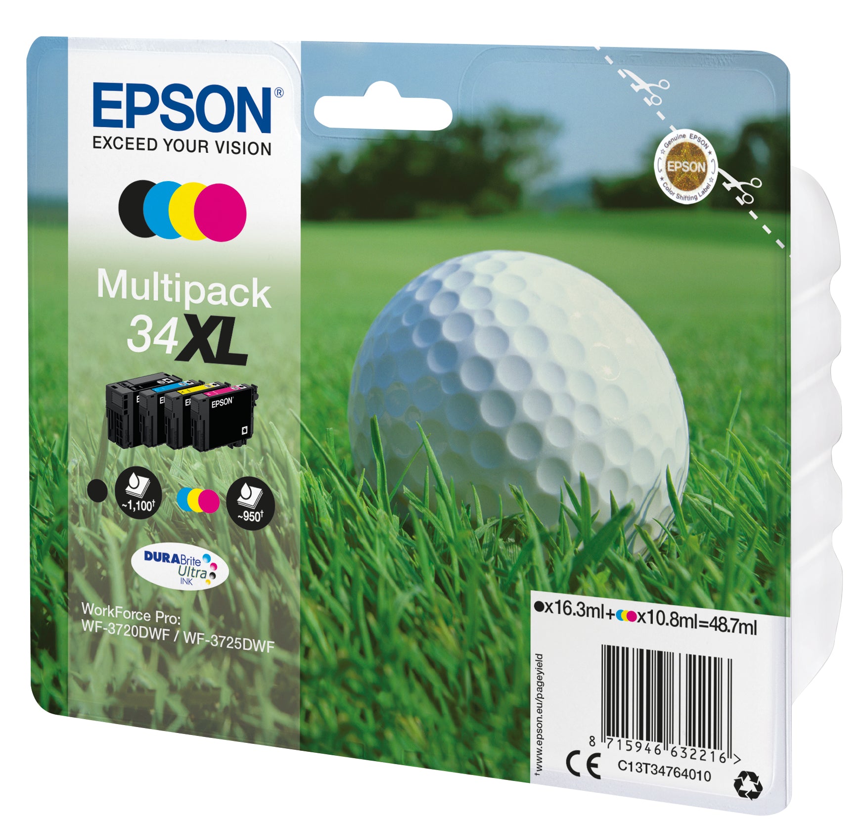 Epson Golf ball Encre DURABrite Ultra multipack 4 couleurs Balle de golf 34XL
