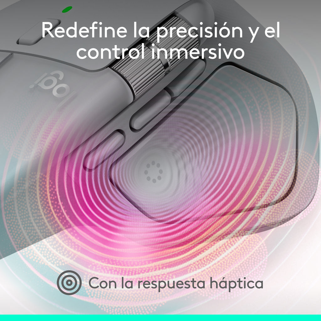 Logitech MX Master 4, ratón inalámbrico ergonómico con respuesta háptica avanzada, desplazamiento ultrarrápido, carga USB-C, Bluetooth, Windows, macOS gris claro