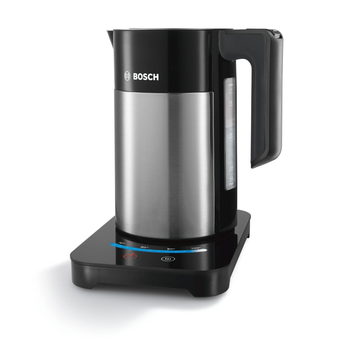 Bosch Bosch TWK7203 bouilloire 1,7 L 1850 W Noir, Acier inoxydable