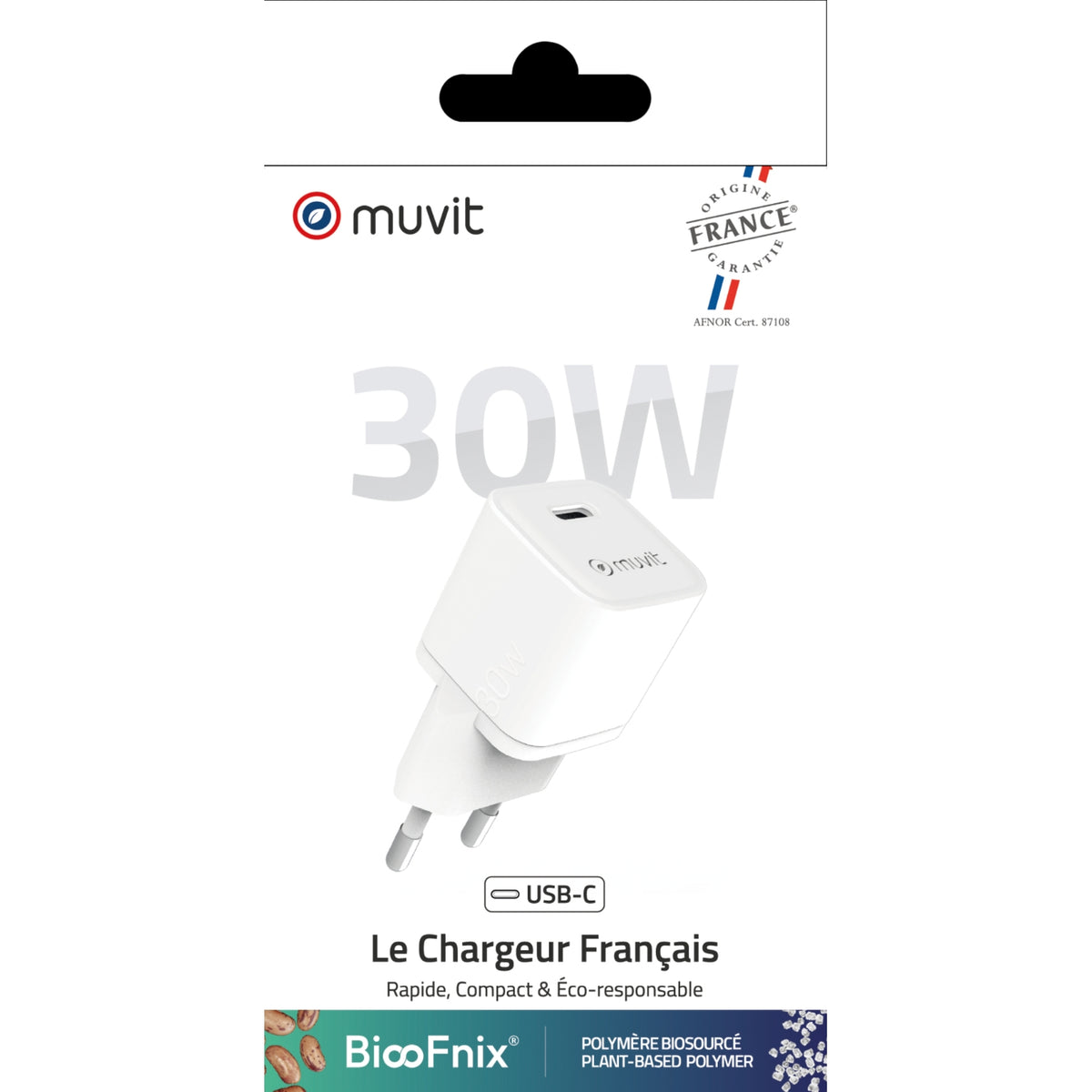 Muvit Chargeur USB-C 30W GaN Blanc (MWACC0030)