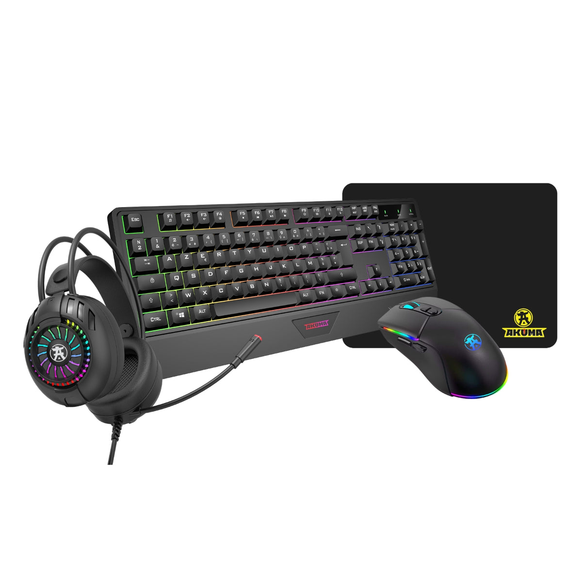 Akuma Pack gamer clavier + souris + casque + tapis