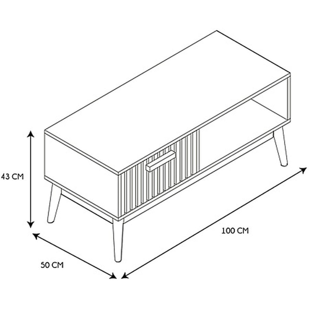 Home Deco Factory Table Basse avec Tiroir en Bois naturel Rainuré L100cm Klaus