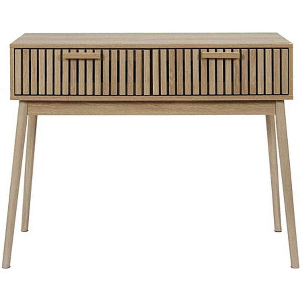 Home Deco Factory Console 2 Tiroirs en Bois naturel Rainuré L100cm Klaus