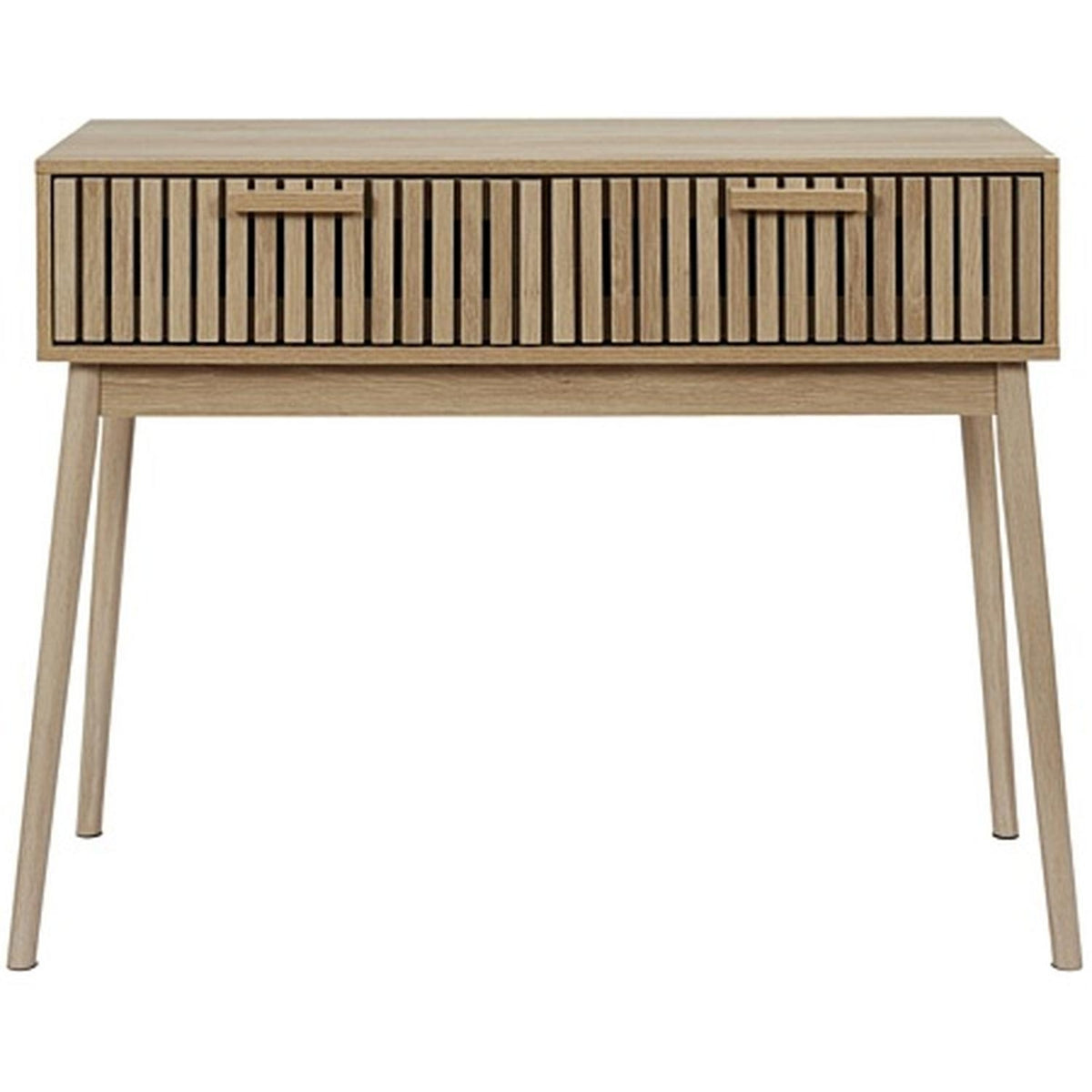 Home Deco Factory Console 2 Tiroirs en Bois naturel Rainuré L100cm Klaus