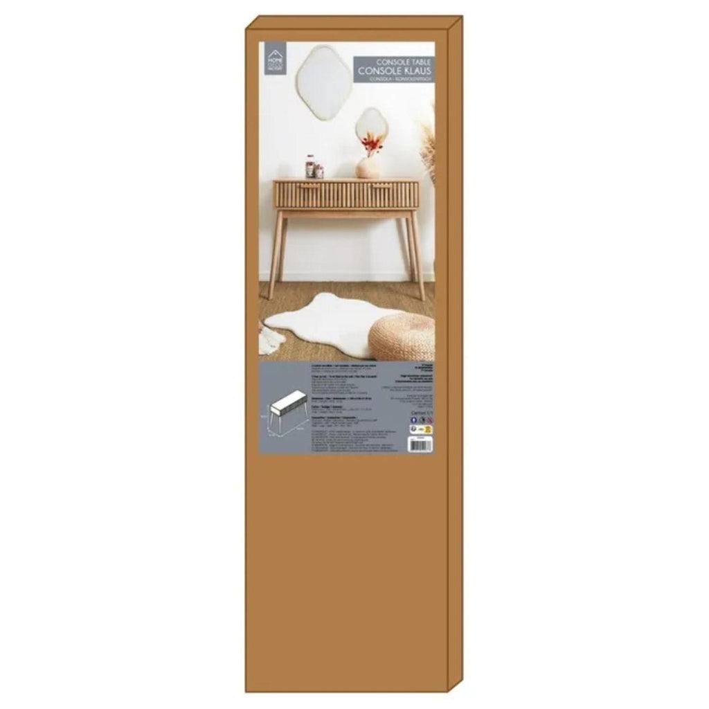 Home Deco Factory Console 2 Tiroirs en Bois naturel Rainuré L100cm Klaus