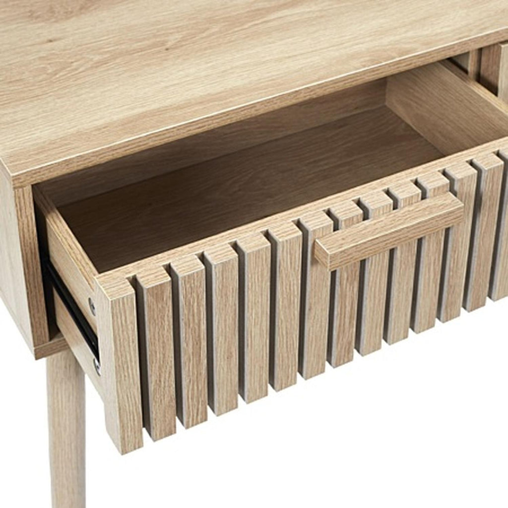Home Deco Factory Console 2 Tiroirs en Bois naturel Rainuré L100cm Klaus