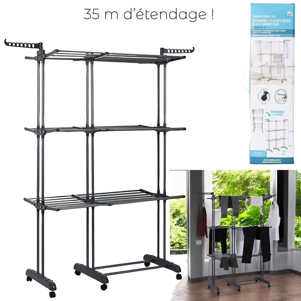 Etendoir Extensible et Pliable Gris