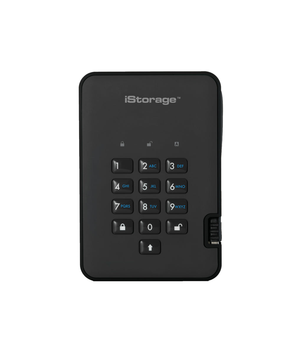 iStorage diskAshur2 256-bit 1TB USB 3.2 secure encrypted solid-state drive - Black IS-DA2-256-SSD-1TB-B