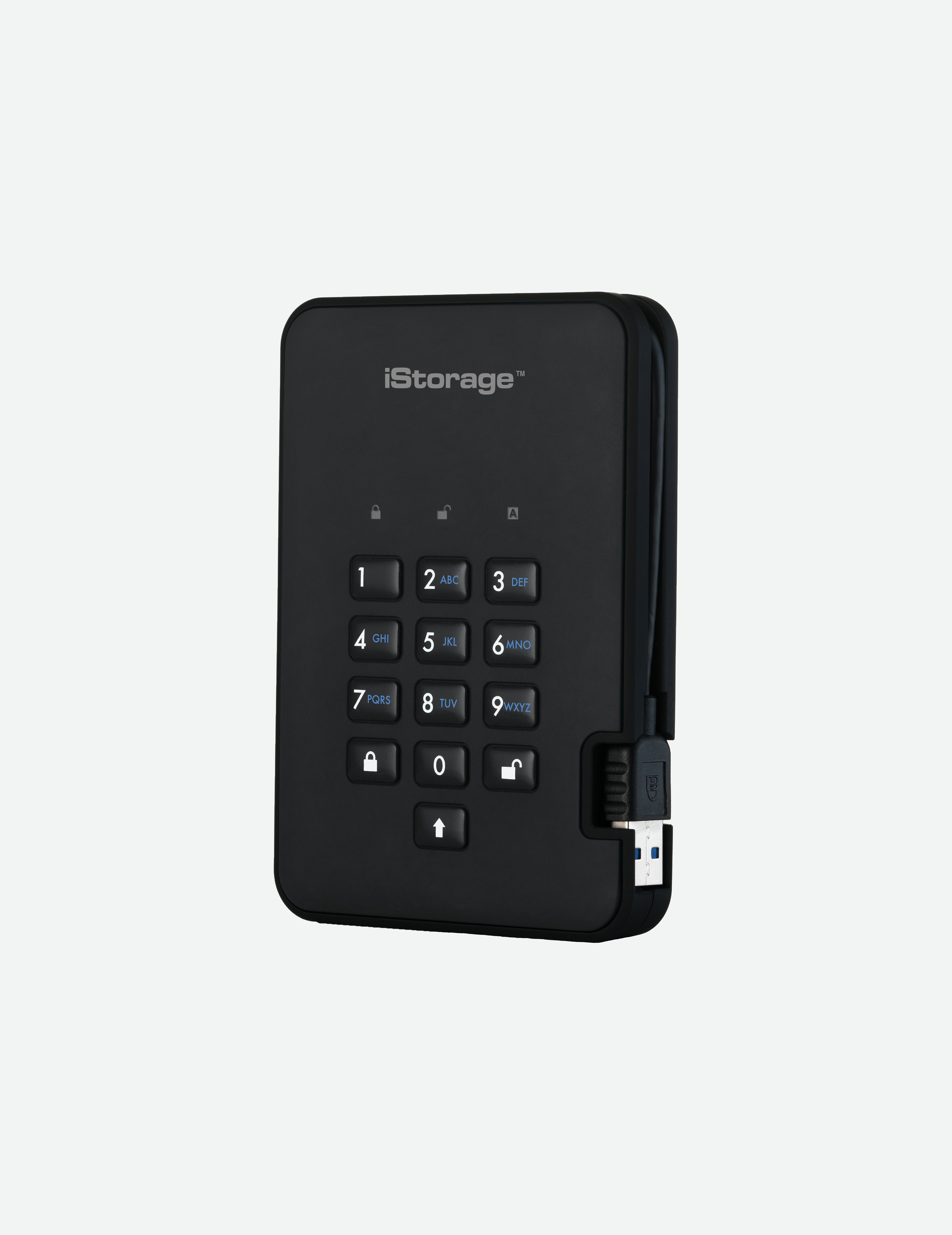 iStorage diskAshur2 256-bit 1TB USB 3.2 secure encrypted solid-state drive - Black IS-DA2-256-SSD-1TB-B