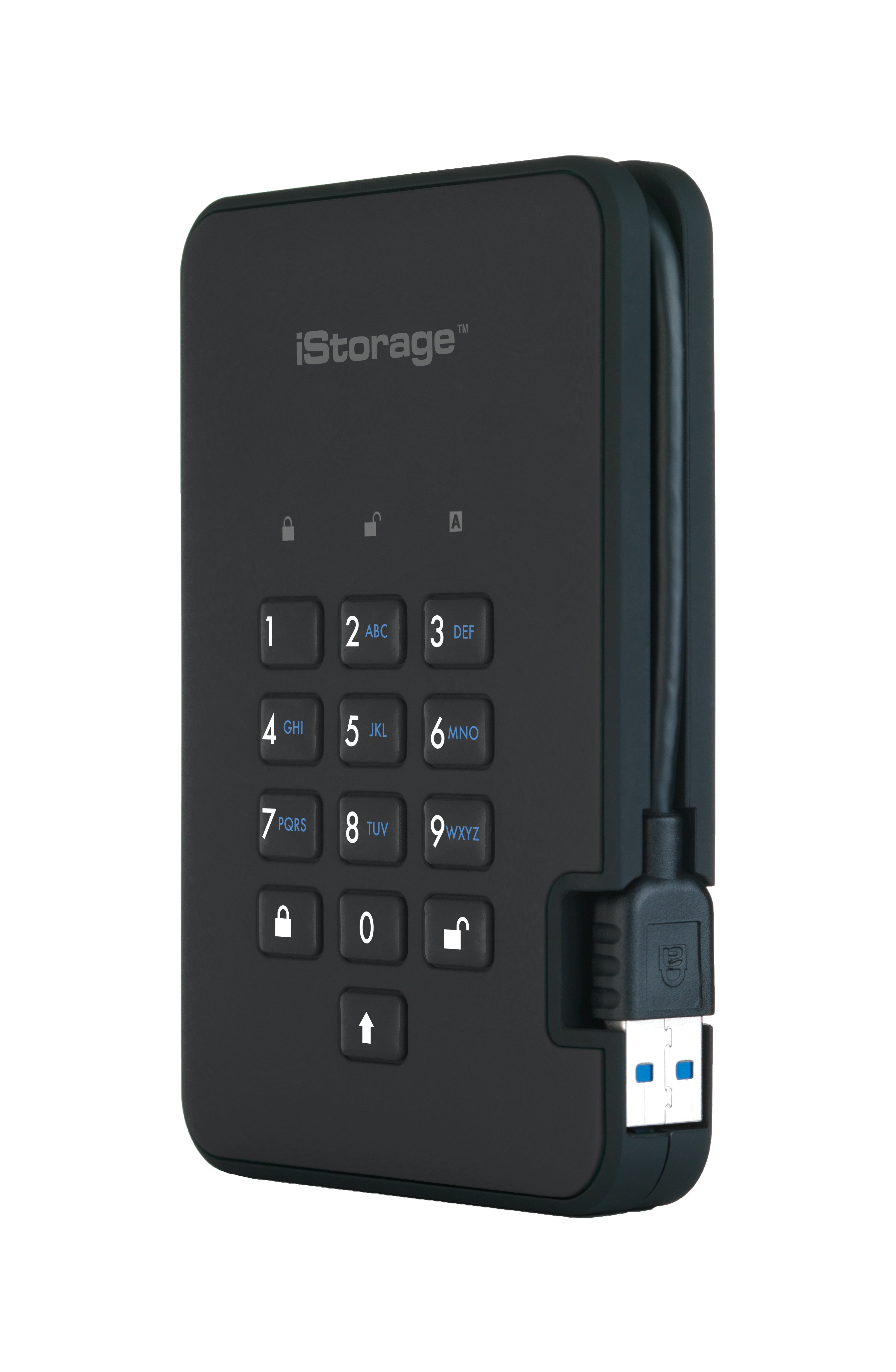iStorage diskAshur2 256-bit 1TB USB 3.2 secure encrypted solid-state drive - Black IS-DA2-256-SSD-1TB-B