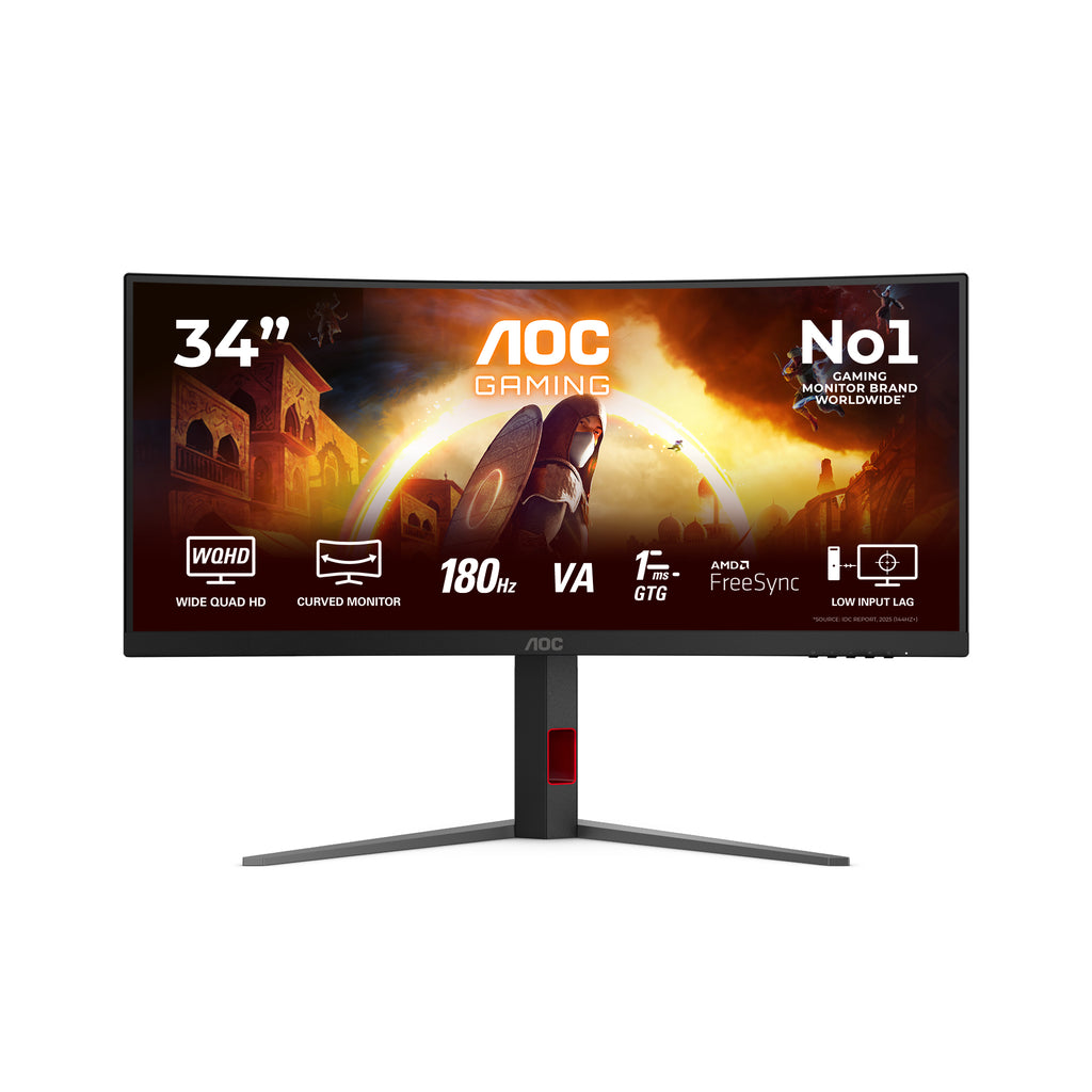 AOC G4 CU34G4AD écran plat de PC 86,4 cm (34") 3440 x 1440 pixels Noir, Rouge