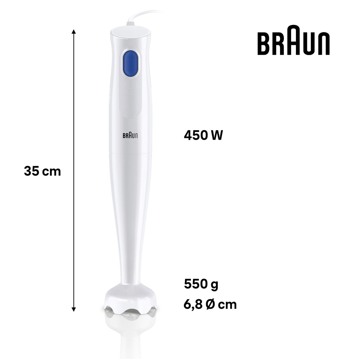 Braun MultiQuick 1 MQ 10.001P WH 0,6 L Mélangeur par immersion 450 W Bleu, Blanc - vue 5