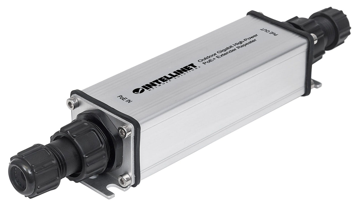 Intellinet Répéteur-extenseur PoE+ Gigabit Extérieur IP65, IEEE 802.3at/af, Portée 100m