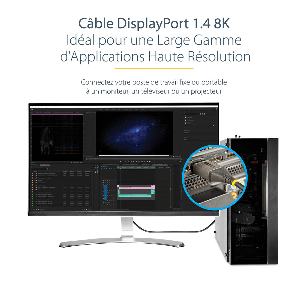StarTech.com Câble DisplayPort 1.4 Certifié VESA 5m, 8K 60Hz HDR10, 4K 120Hz, M/M