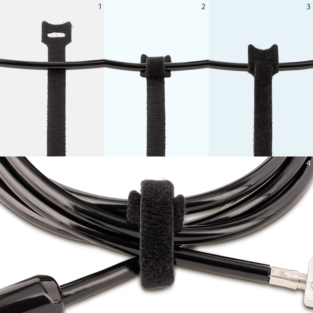 StarTech.com Attaches de Câbles Auto-Agrippantes 15cm, Lot de 50, Noir, Réutilisables et Adhésives