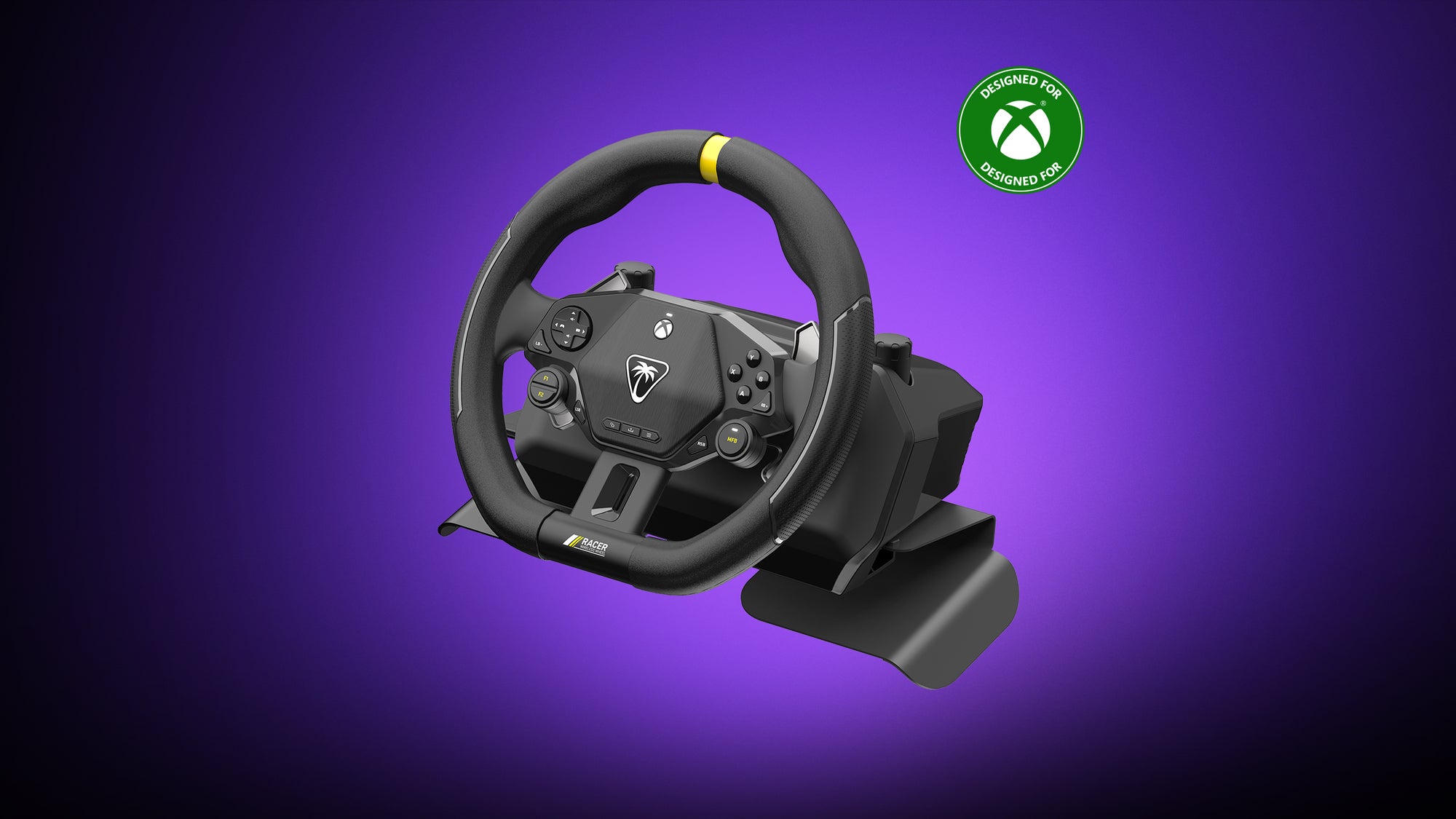 Turtle Beach Racer Système de volant de course sans fil sous licence officielle pour Xbox w/ connexion sans fil fiable et jusqu'à 30 h d'autonomie pour Series X et S, Xbox One et PC