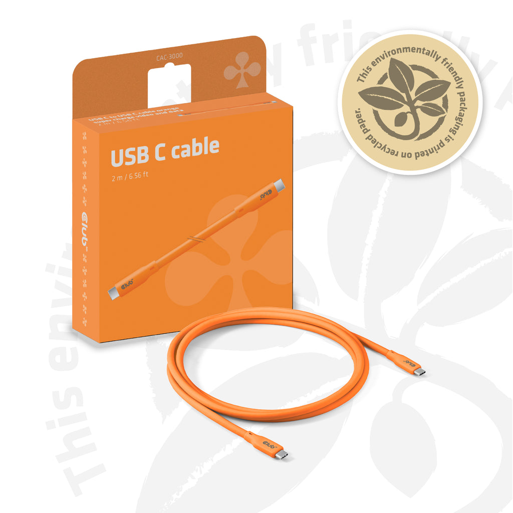 CLUB3D Câble USB4 Gen 2x2 USB-C vers USB-C, 20 Gbit/s, 240W, 2m, Orange