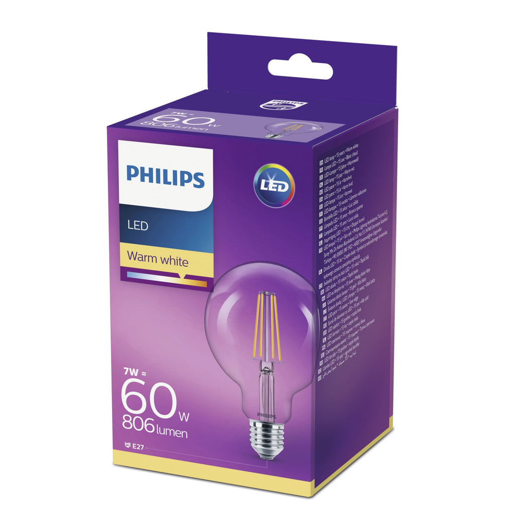 Philips Ampoule à filament transparente 60W G93 E27