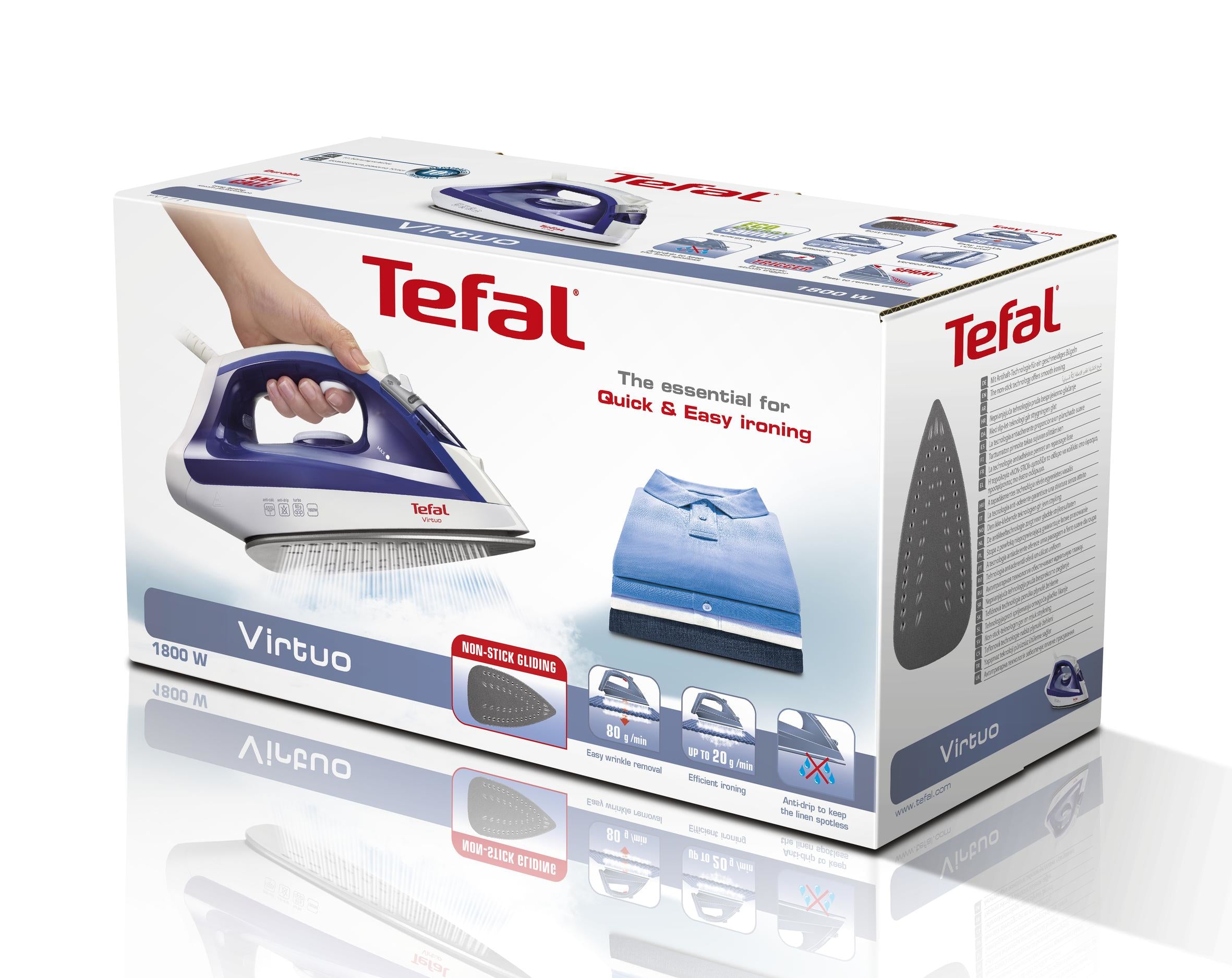 Tefal Virtuo FV1711 Fer à vapeur Semelle Durilium 1800 W Violet, Blanc