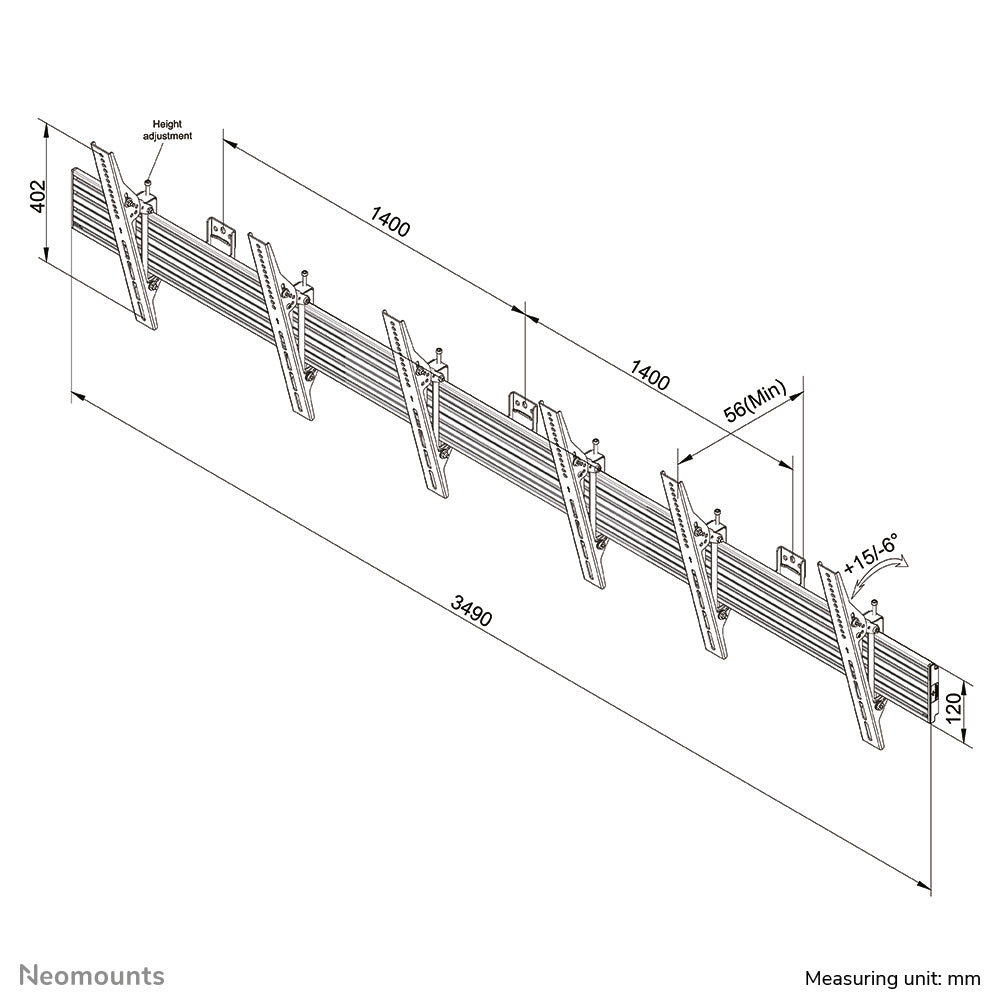 Neomounts NMPRO-WMB3 Support Mural pour Menu Board 32-55", Inclinable