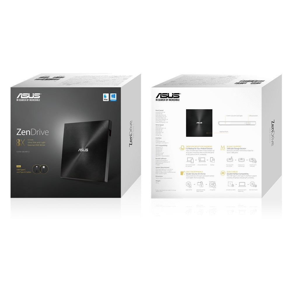 ASUS ZenDrive U9M lecteur de disques optiques DVD±RW Noir